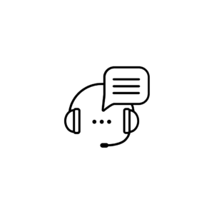 black icon of headset and chat bubble